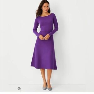 Ann Taylor Vibrant Purple Long Sleeve Dress